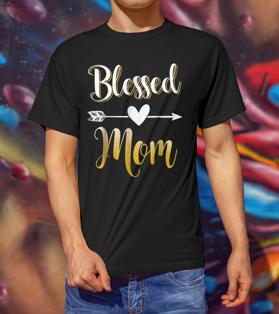 Blessed Mom Heart Arrow T-Shirt