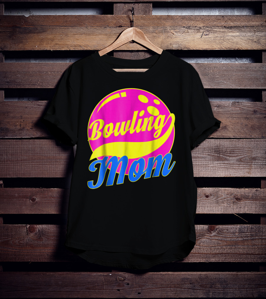 Bowling Mom Bowler League Pink Yellow Bowling Ball T-Shirt
