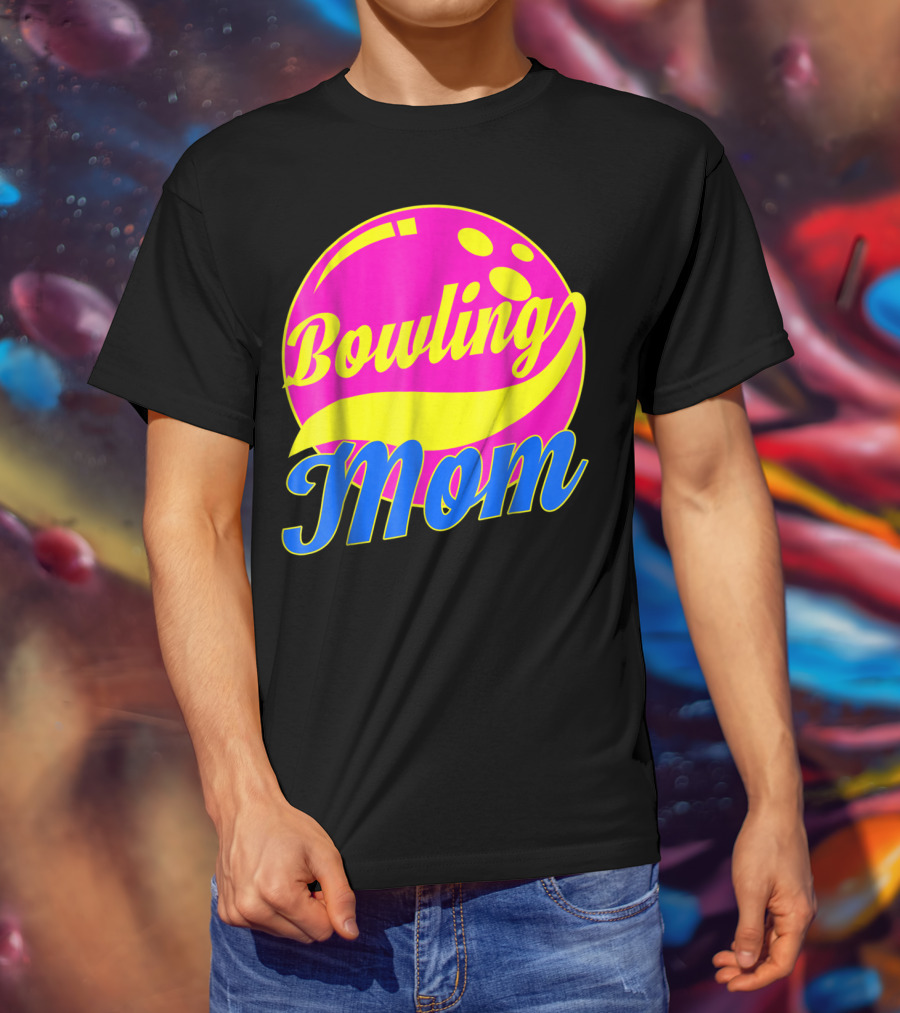 Bowling Mom Bowler League Pink Yellow Bowling Ball T-Shirt