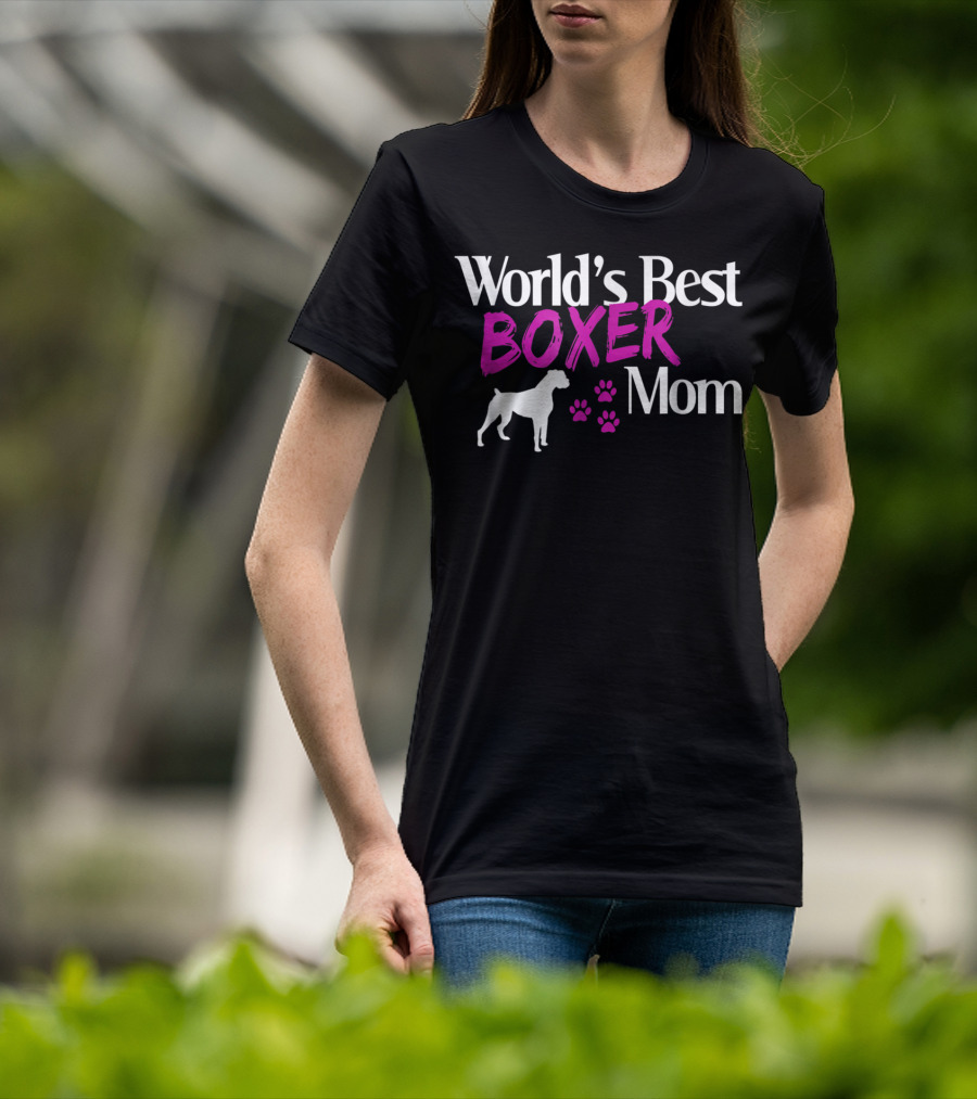 World's Best Boxer Mom With Paw Prints T-Shirt