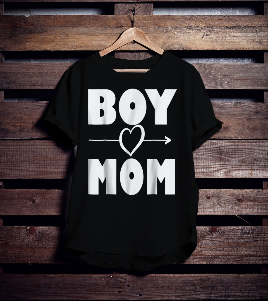 BOY MOM Heart With Arrow T-Shirt