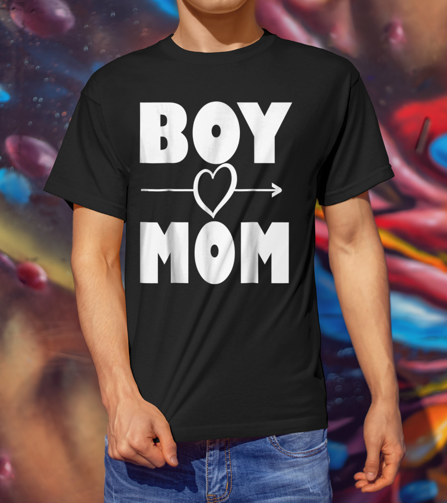 BOY MOM Heart With Arrow T-Shirt