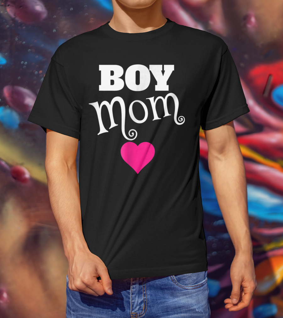 Boy Mom Heart Love My Boys Mother T-Shirt