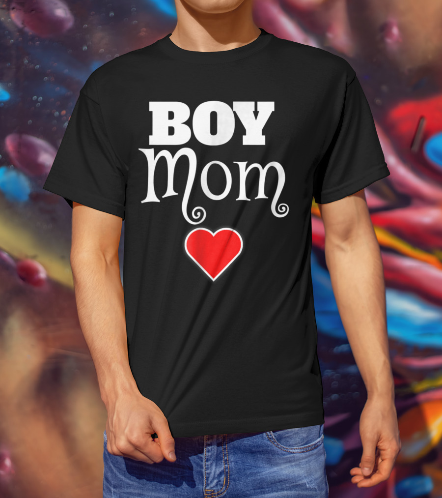 Boy Mom Heart Love My Boys Mother Of Boys T-Shirt