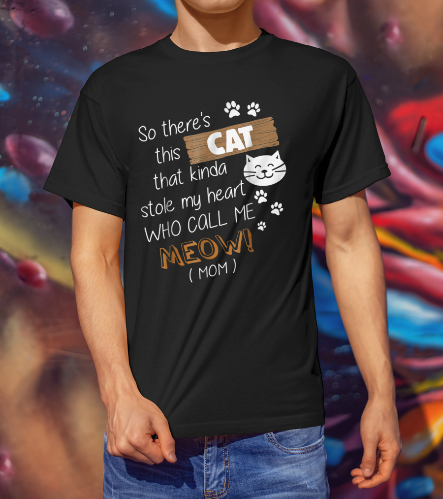 So There's This Cat That Kinda Stole My Heart Who Call Me Meow Mom T-Shirt