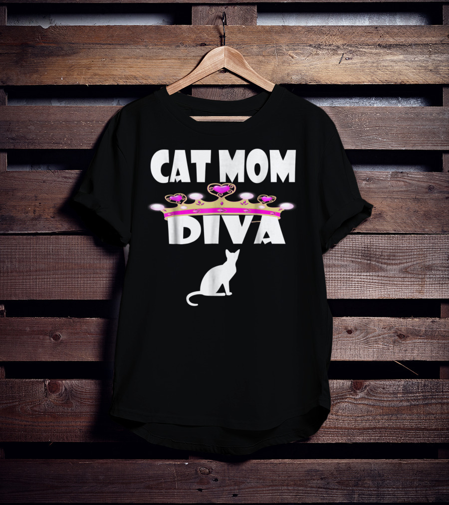 Cat Mom Diva Crown Silhouette Tee63 T-Shirt