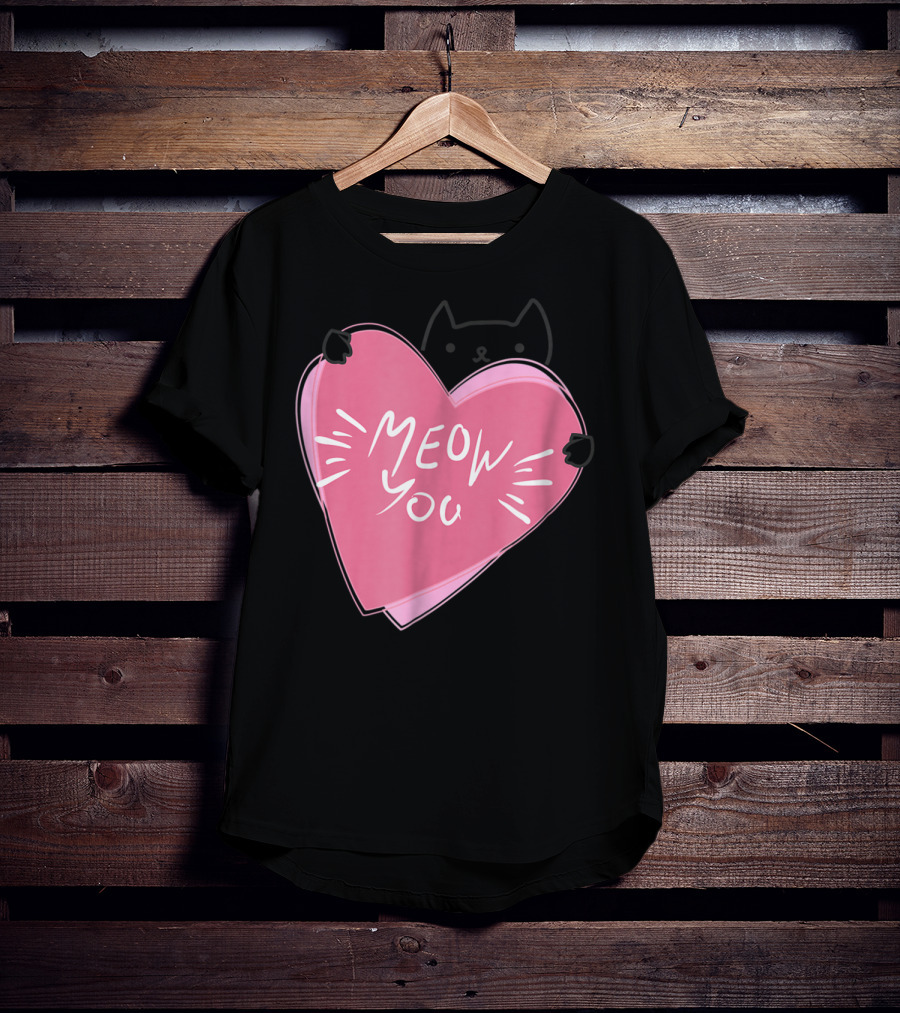 Cat Mom Meow You Cute Pink Heart Love Cat T-Shirt