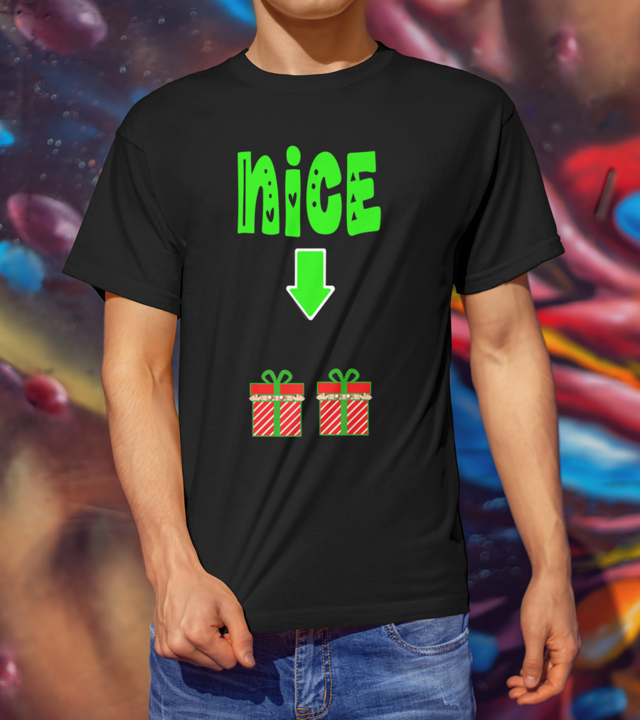 Christmas Expecting Twins Mom Baby Announcement Nice Arrow Presents T-Shirt