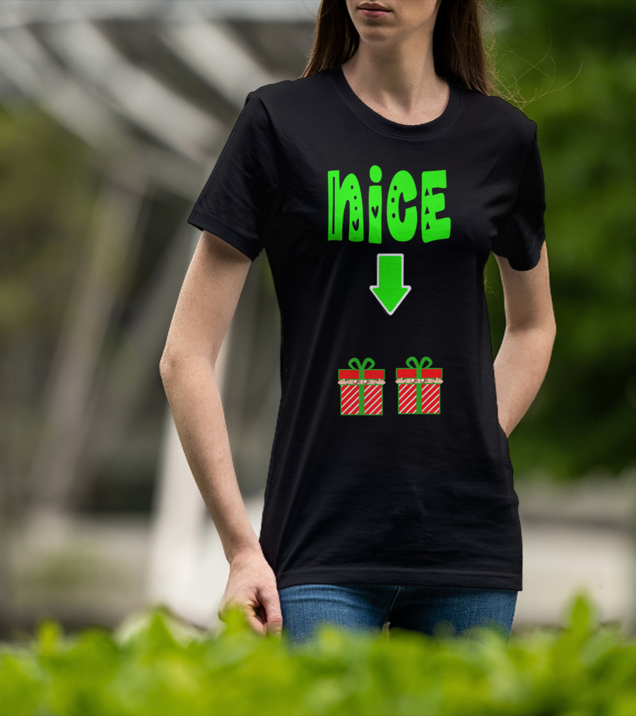 Christmas Expecting Twins Mom Baby Announcement Nice Arrow Presents T-Shirt