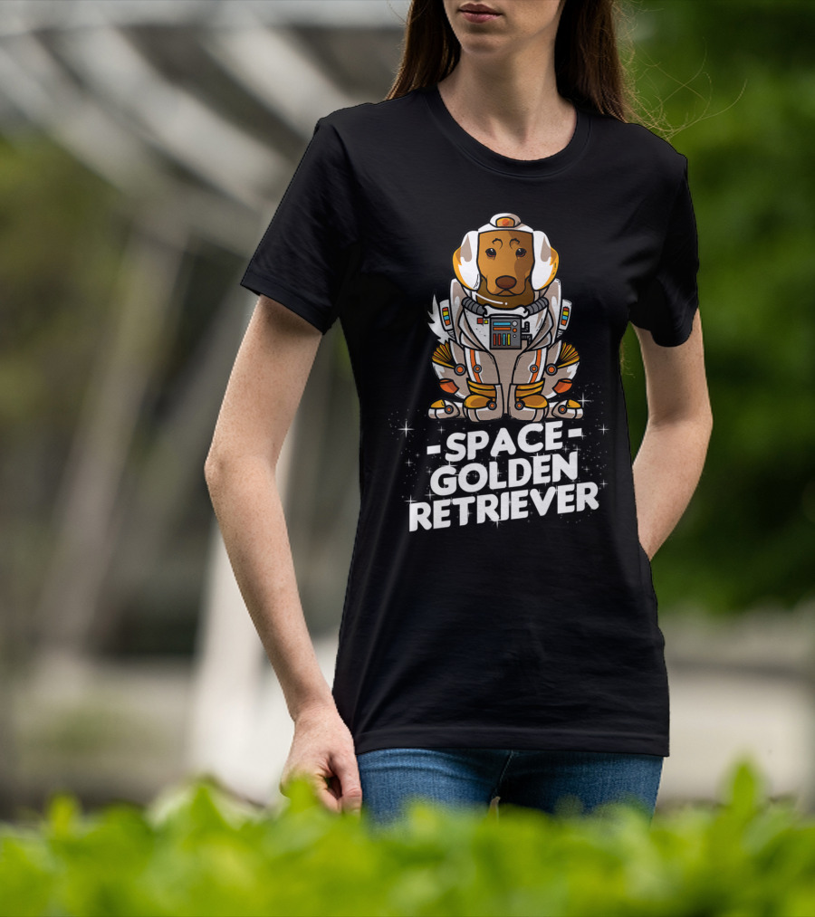 Space Golden Retriever Dog In Space Suit T-Shirt
