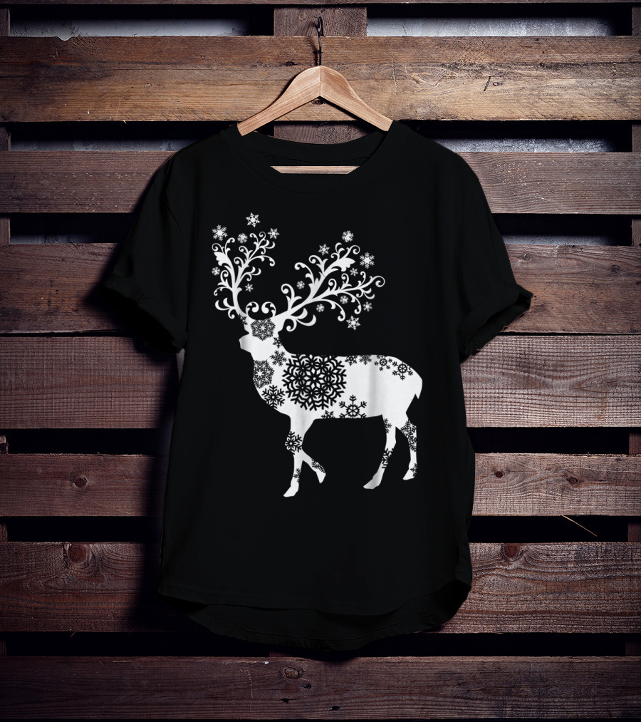 Christmas Mom Daughter Father Son Matching Deer Snowflake Clothing T-Shirt