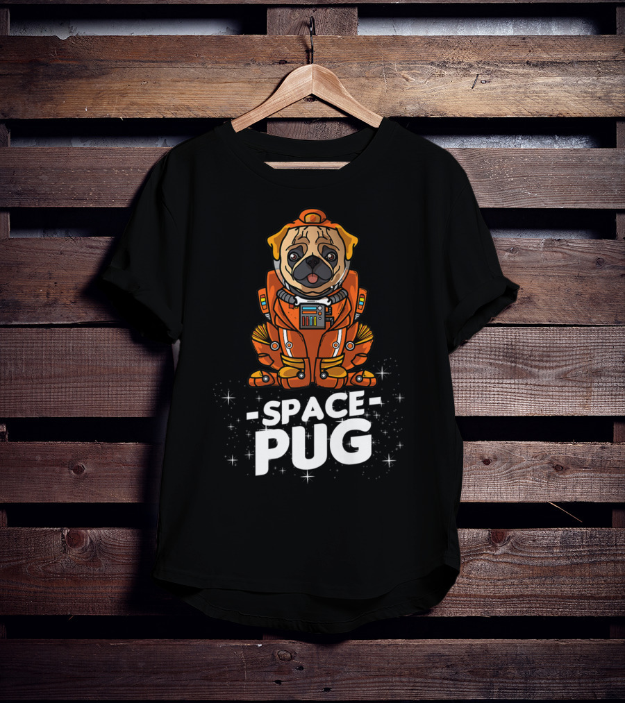 Space Pug Christmas Dog In Astronaut Suit T-Shirt