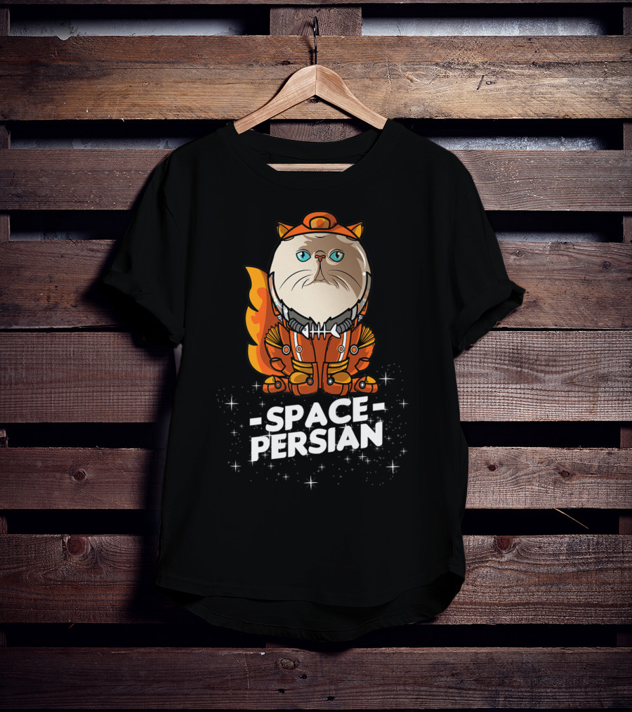 Space Persian Cat In Astronaut Suit With Christmas Flair T-Shirt