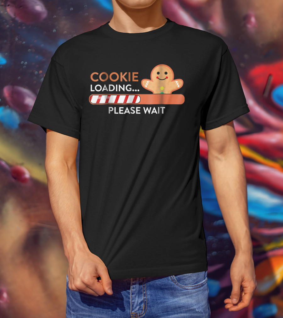 Cookie Loading Please Wait Christmas Funny Pregnant Mom Gingerbread Holiday T-Shirt