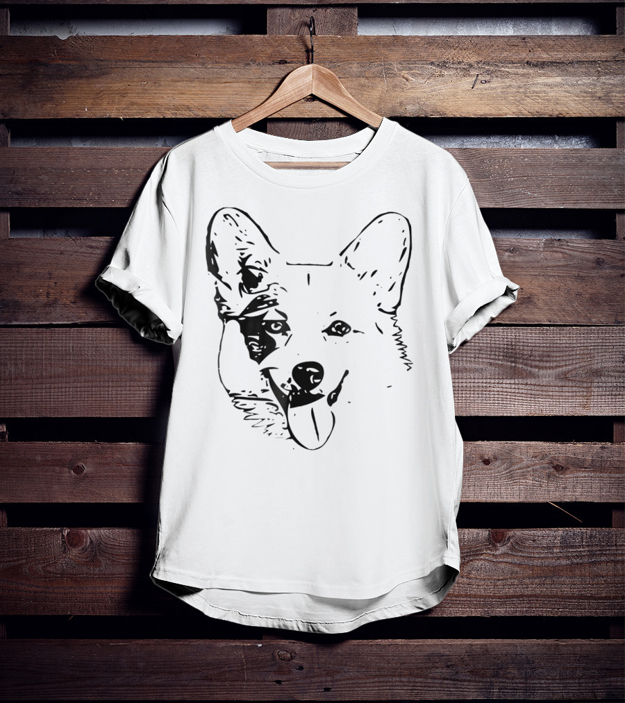 Corgi Face Dog Mom Or Dad Black T-Shirt