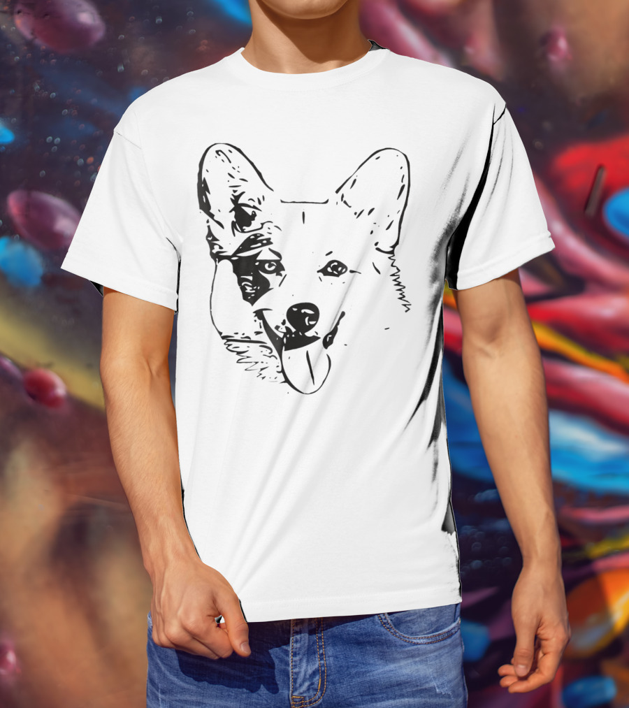 Corgi Face Dog Mom Or Dad Black T-Shirt