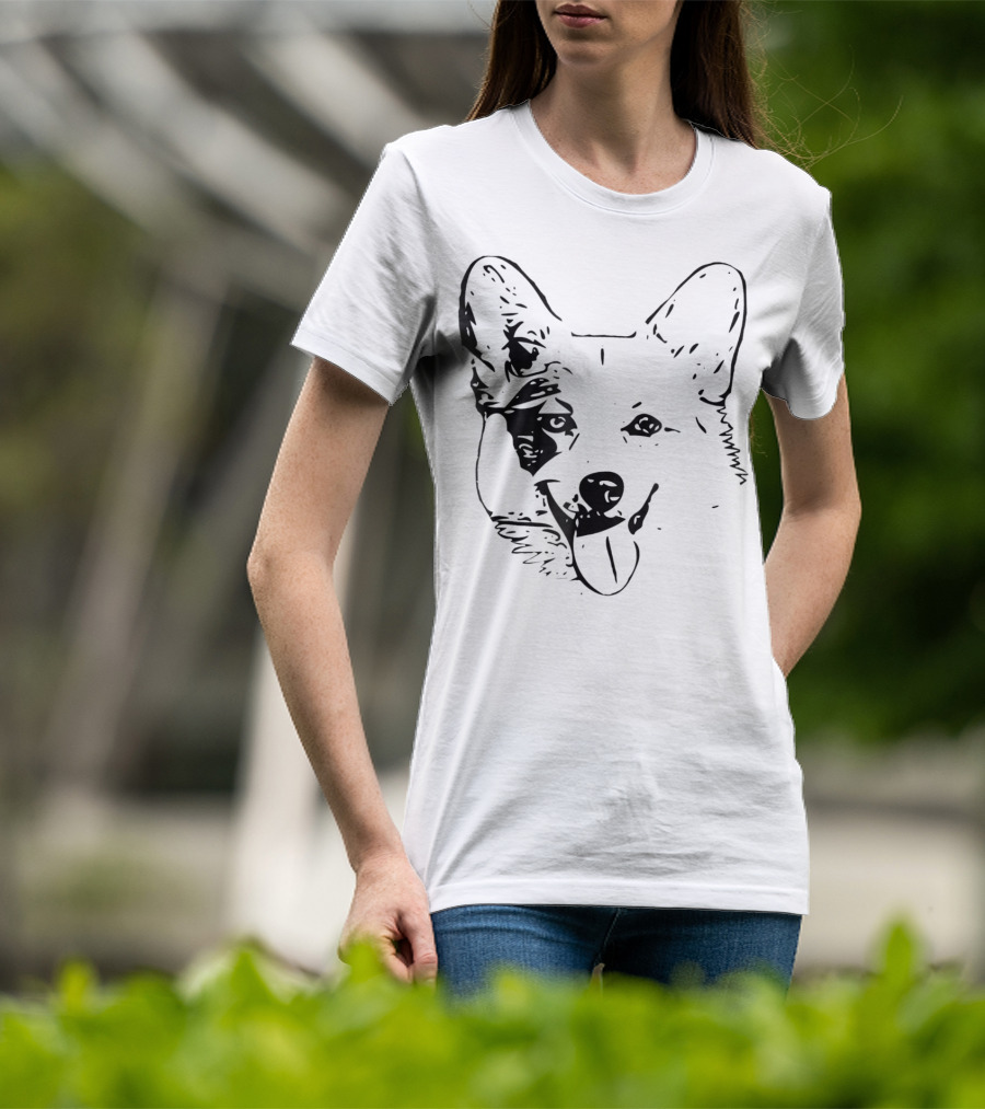 Corgi Face Dog Mom Or Dad Black T-Shirt