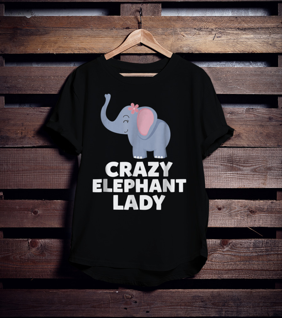 Crazy Elephant Lady Cute Funny Elephant With Flower T-Shirt