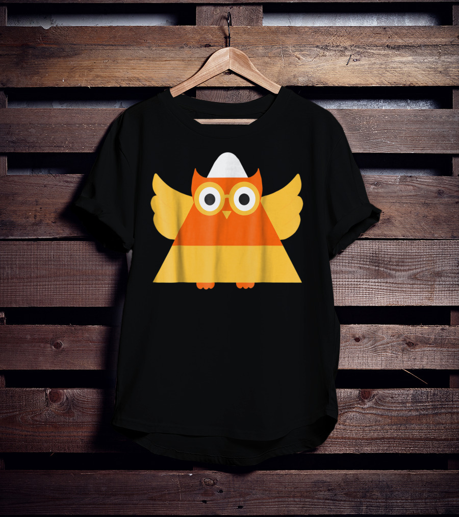 Cute Candy Corn Owl Halloween Costume Mom Matching T-Shirt