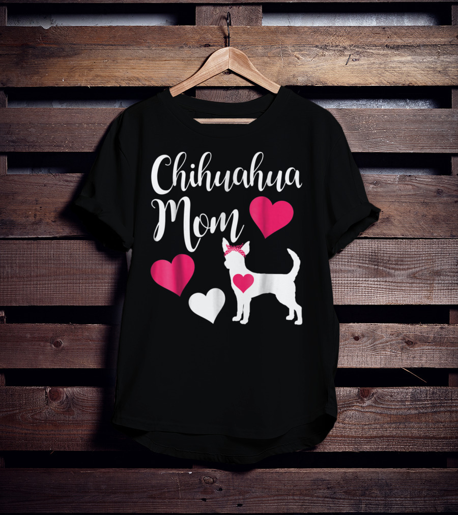 Chihuahua Mom Heart Love Bow Chihuahua Owner T-Shirt