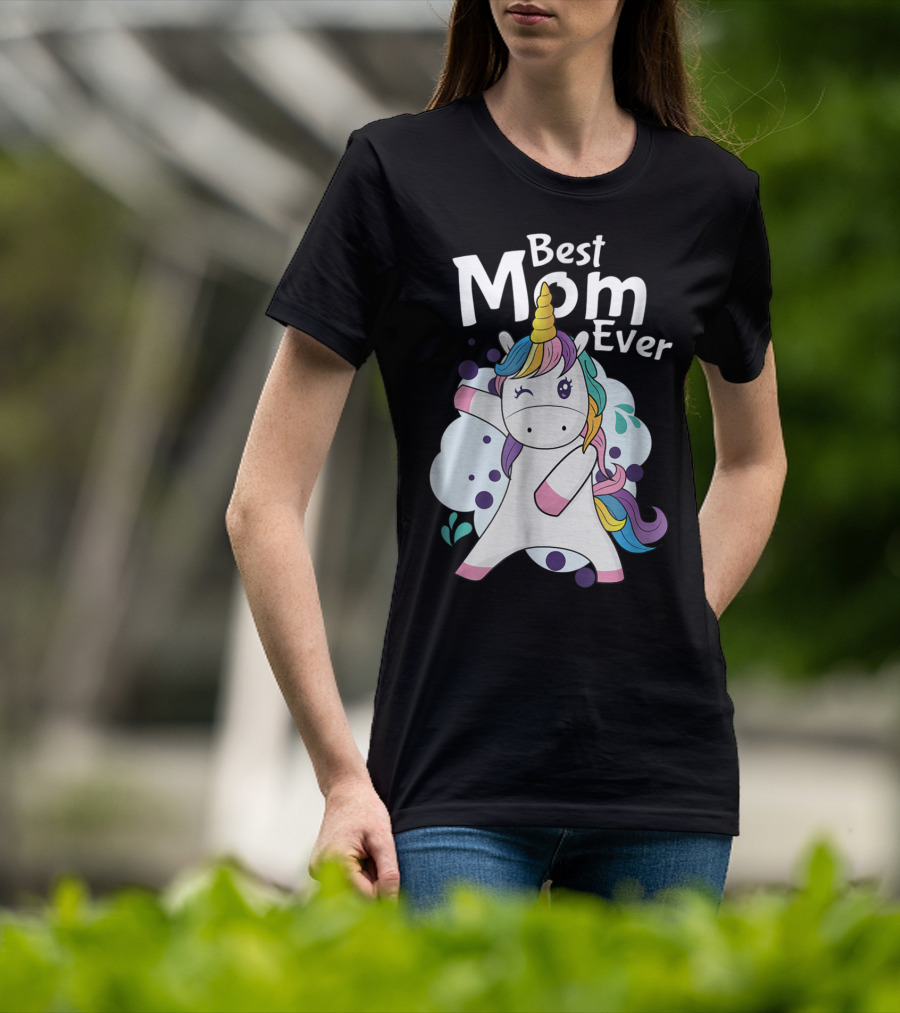 Best Mom Ever Cute Dancing Rainbow Unicorn T-Shirt