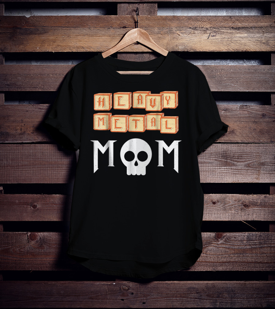 Heavy Metal Mom Skull Block Letters T-Shirt