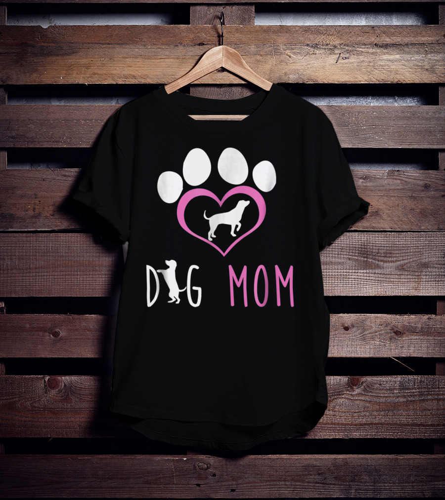 Dog Mom Paw Print Heart Dog Lover Women56 T-Shirt