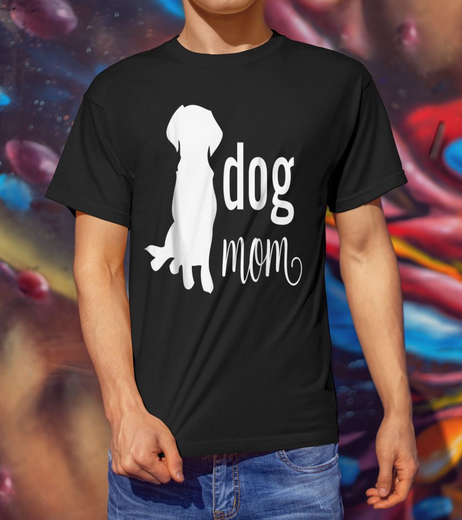 Dog Mom Silhouette White Dog Mom T-Shirt