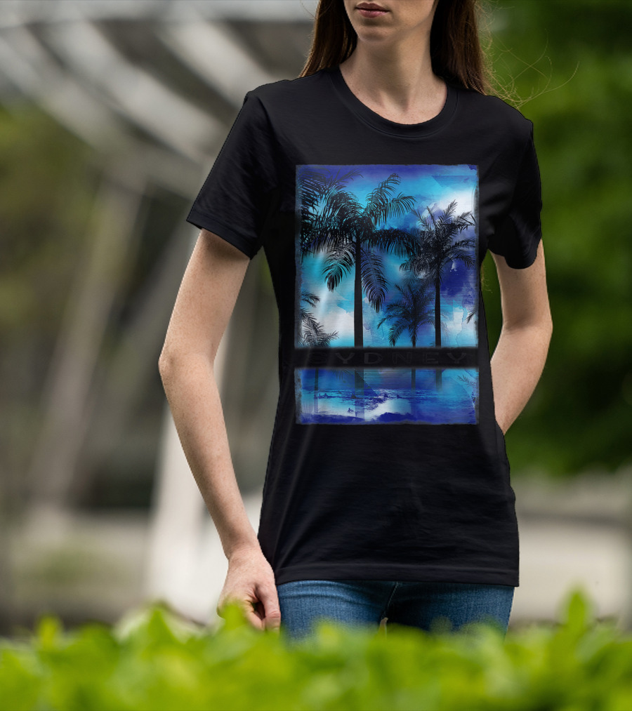 Sydney Australia Beach Palm Reflection Skyline T-Shirt