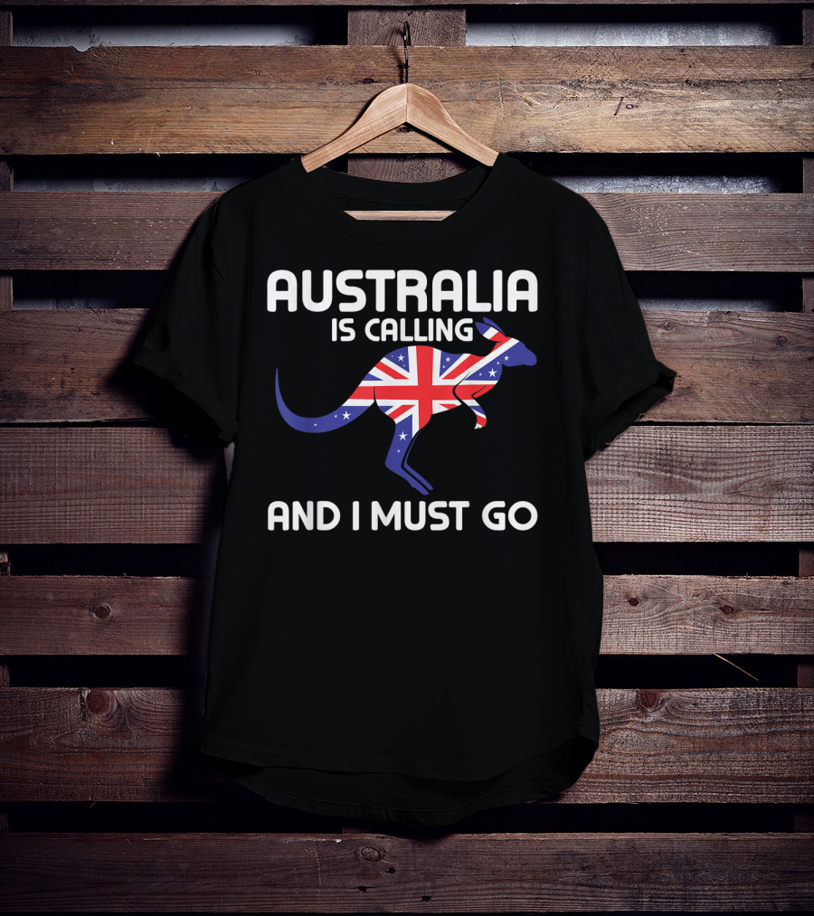 Australia Is Calling And I Must Go Kangaroo With Union Jack Flag T-Shirt