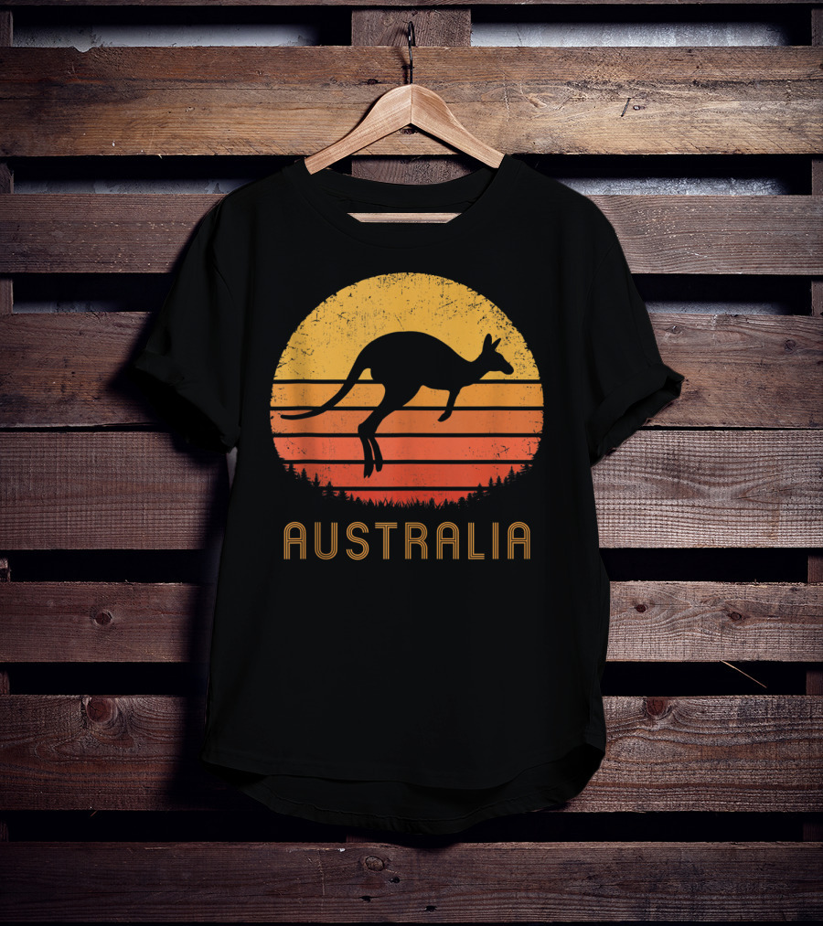 Australia Kangaroo Vintage Outback Sunset T-Shirt