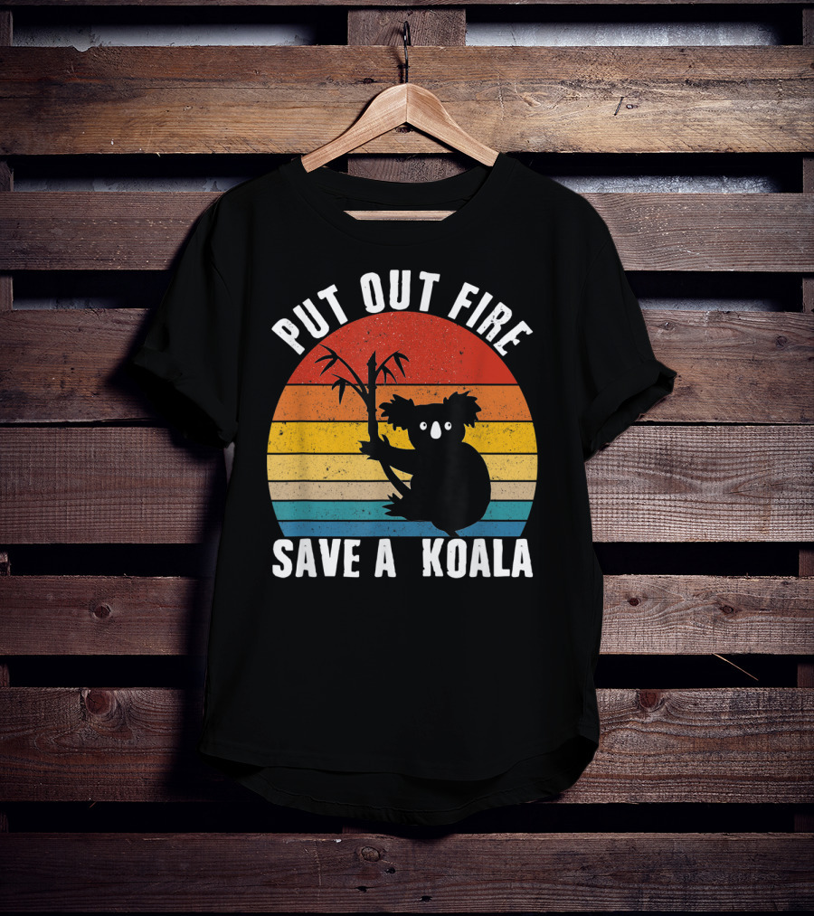 Vintage Put Out Fire Save A Koala Retro Sunset T-Shirt
