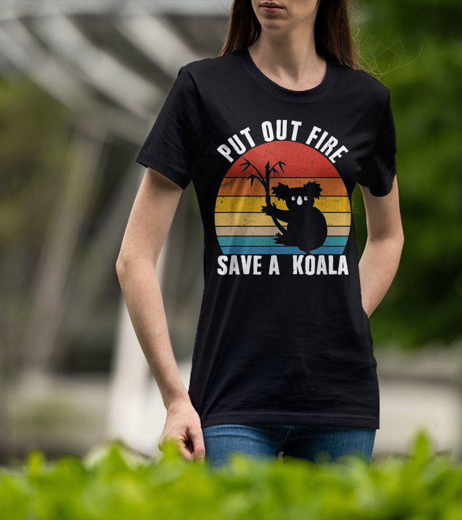 Vintage Put Out Fire Save A Koala Retro Sunset T-Shirt