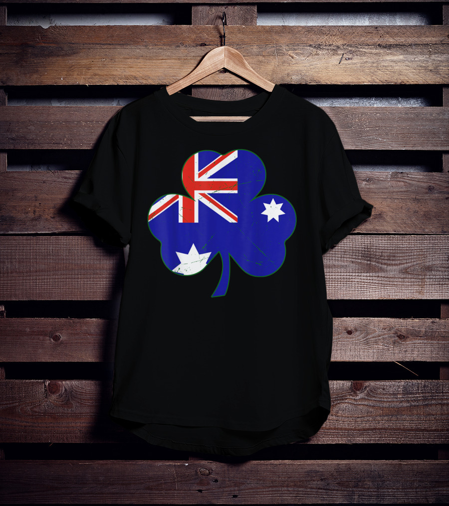 Australia Flag Irish Shamrock Emblem T-Shirt