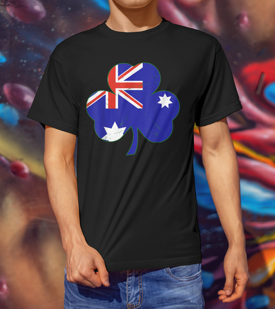 Australia Flag Irish Shamrock Emblem T-Shirt