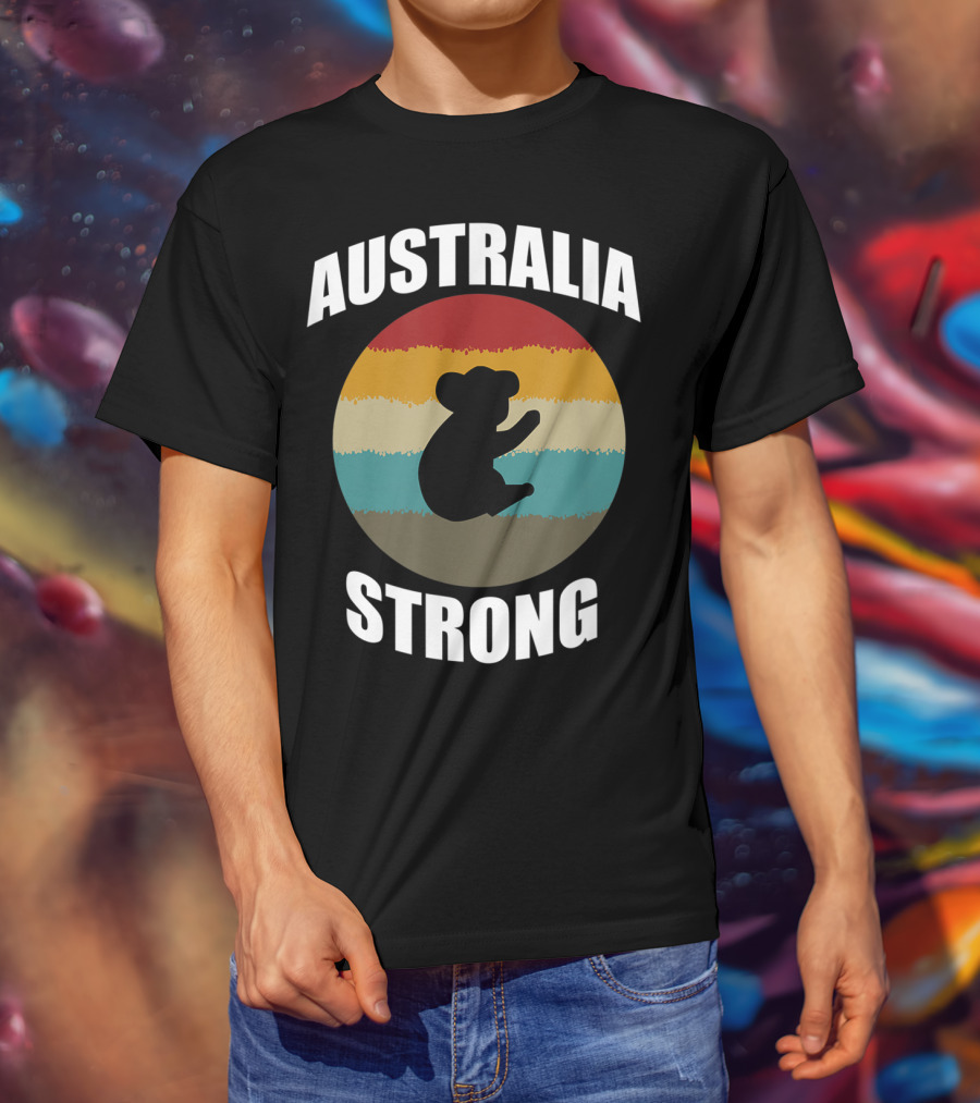 Australia Strong Koala Bear Retro Circle T-Shirt