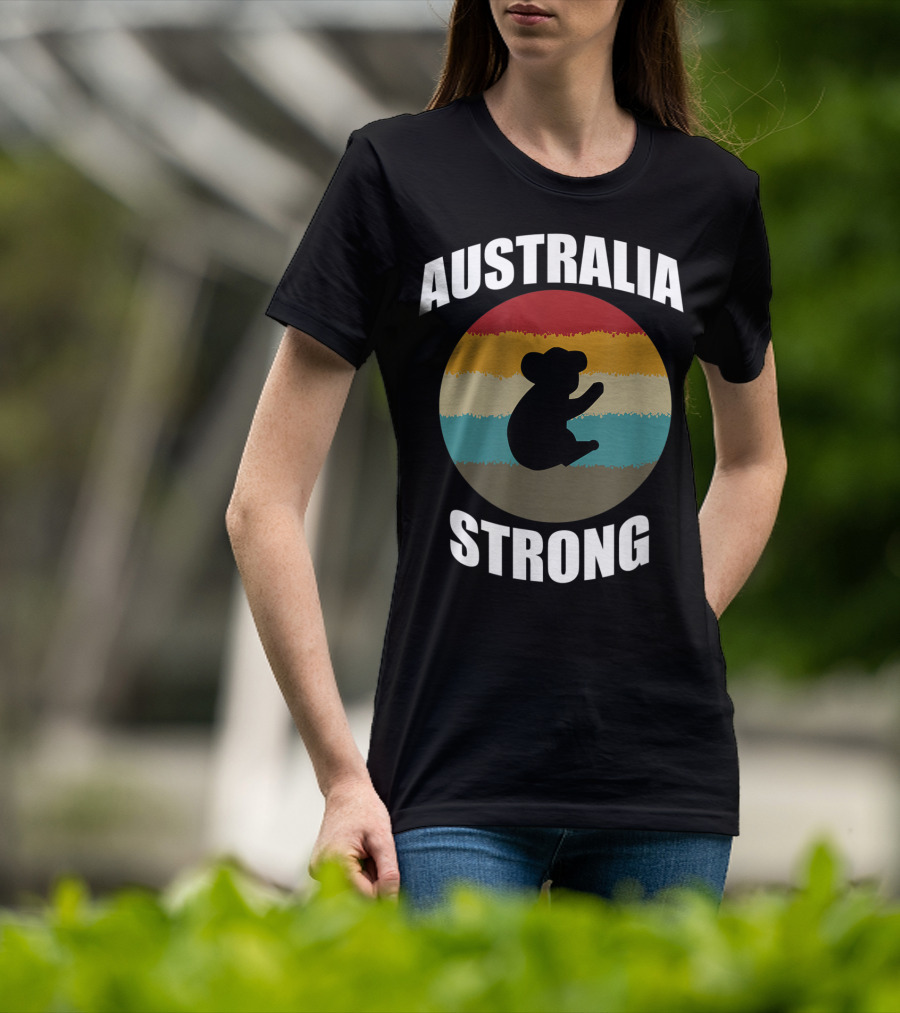 Australia Strong Koala Bear Retro Circle T-Shirt