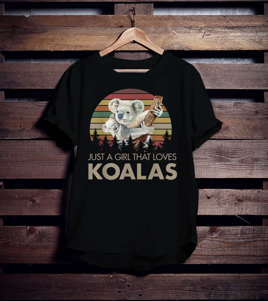 Just A Girl That Loves Koalas Retro Sunset Forest T-Shirt