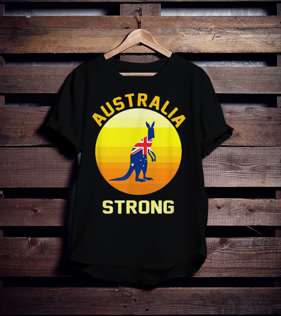Australia Strong Retro Sun Kangaroo Flag T-Shirt