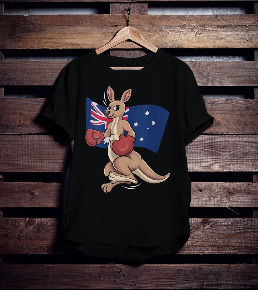 Cute Boxing Kangaroo Australian Flag Australia Day T-Shirt