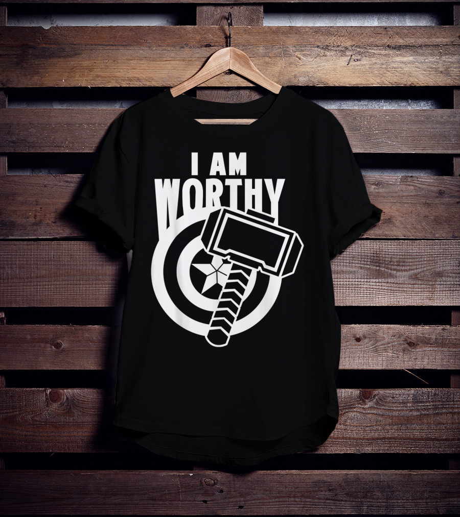 Captain America I Am Worthy Avengers Endgame Mjolnir Shield T-Shirt