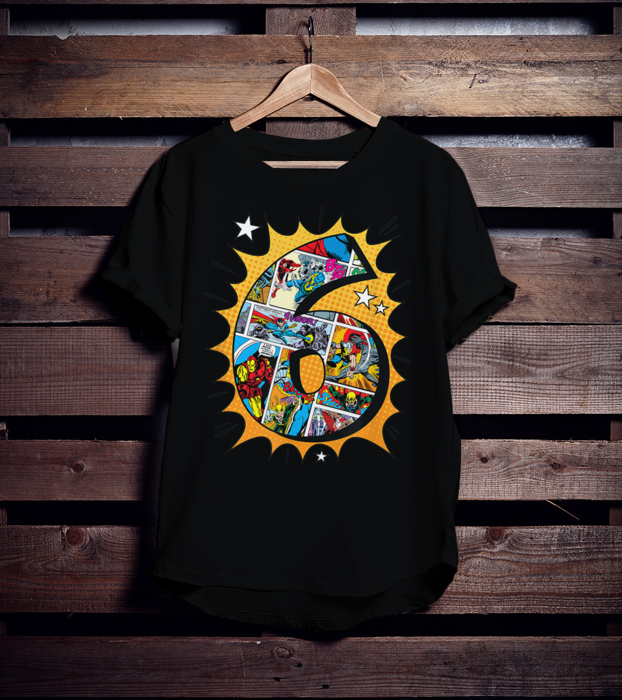 Marvel Avengers Comics Birthday 6 Superhero T-Shirt