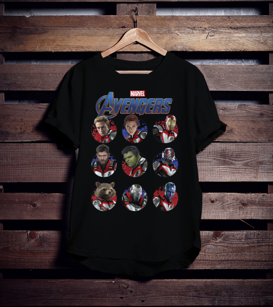 Marvel Avengers Endgame Characters In Quantum Suits With Avengers T-Shirt