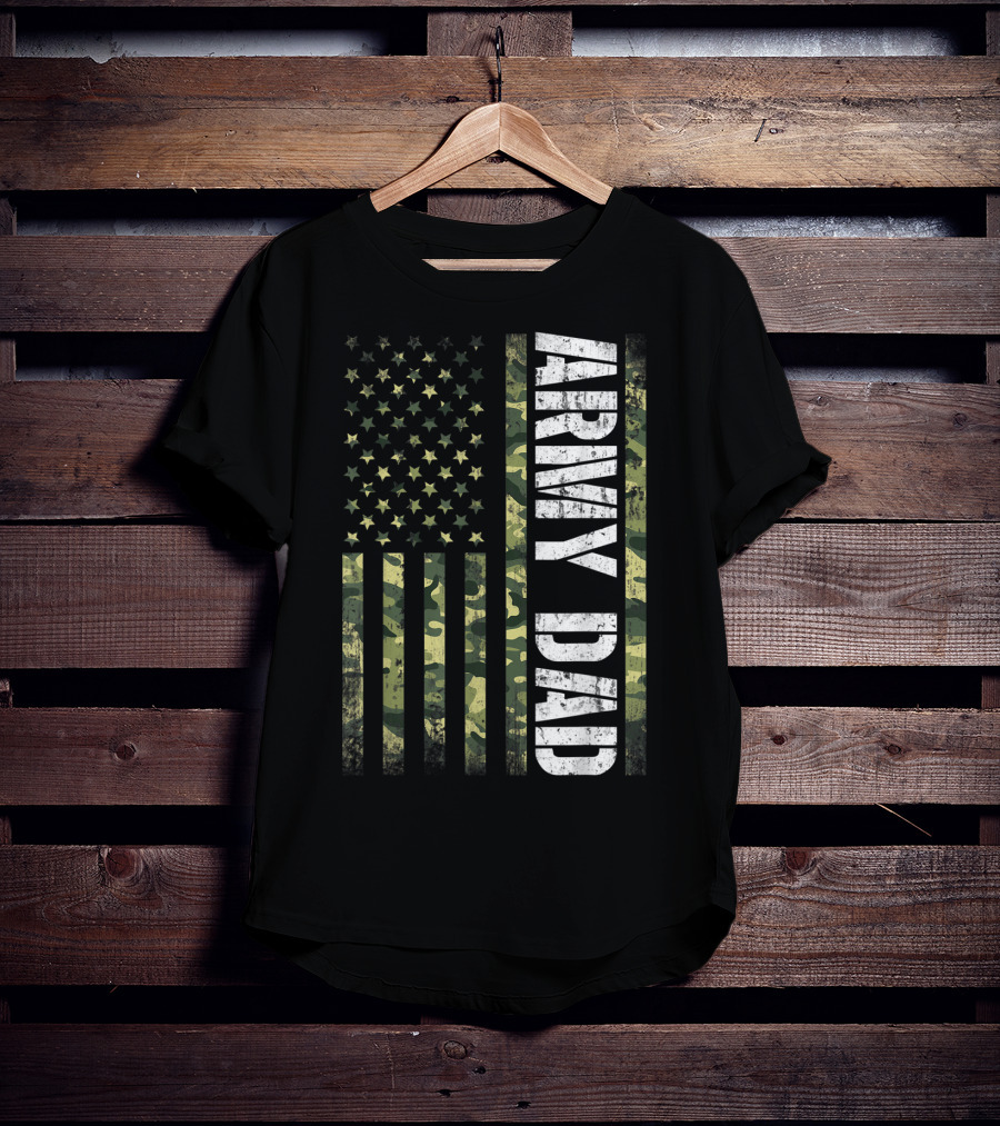 USA Camo Flag Army Dad T-Shirt