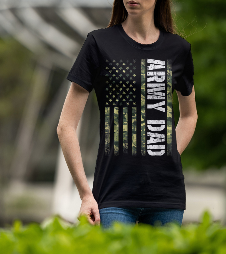 USA Camo Flag Army Dad T-Shirt