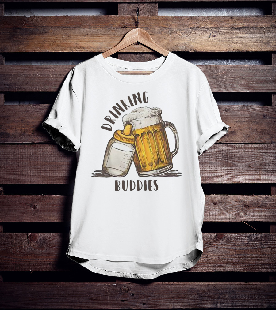 Drinking Buddies Dad And Baby Matching Beer Mug And Bottle T-Shirt