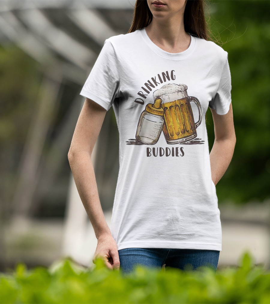 Drinking Buddies Dad And Baby Matching Beer Mug And Bottle T-Shirt