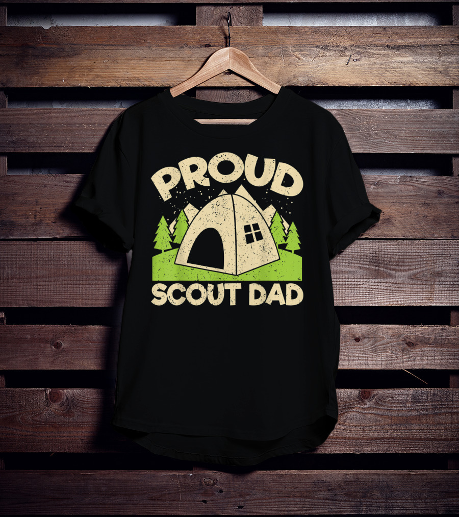 Proud Scout Dad Camping Tent With Trees T-Shirt