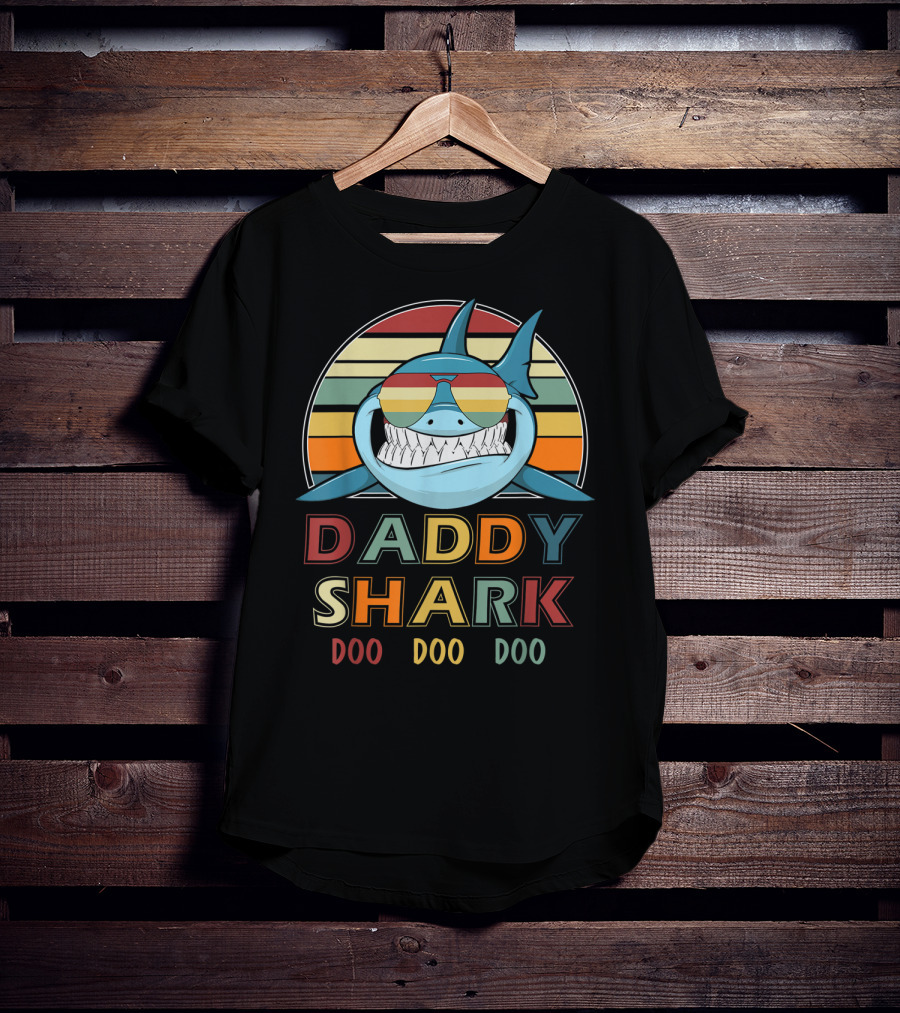 Daddy Shark Doo Doo Doo Retro Vintage T-Shirt