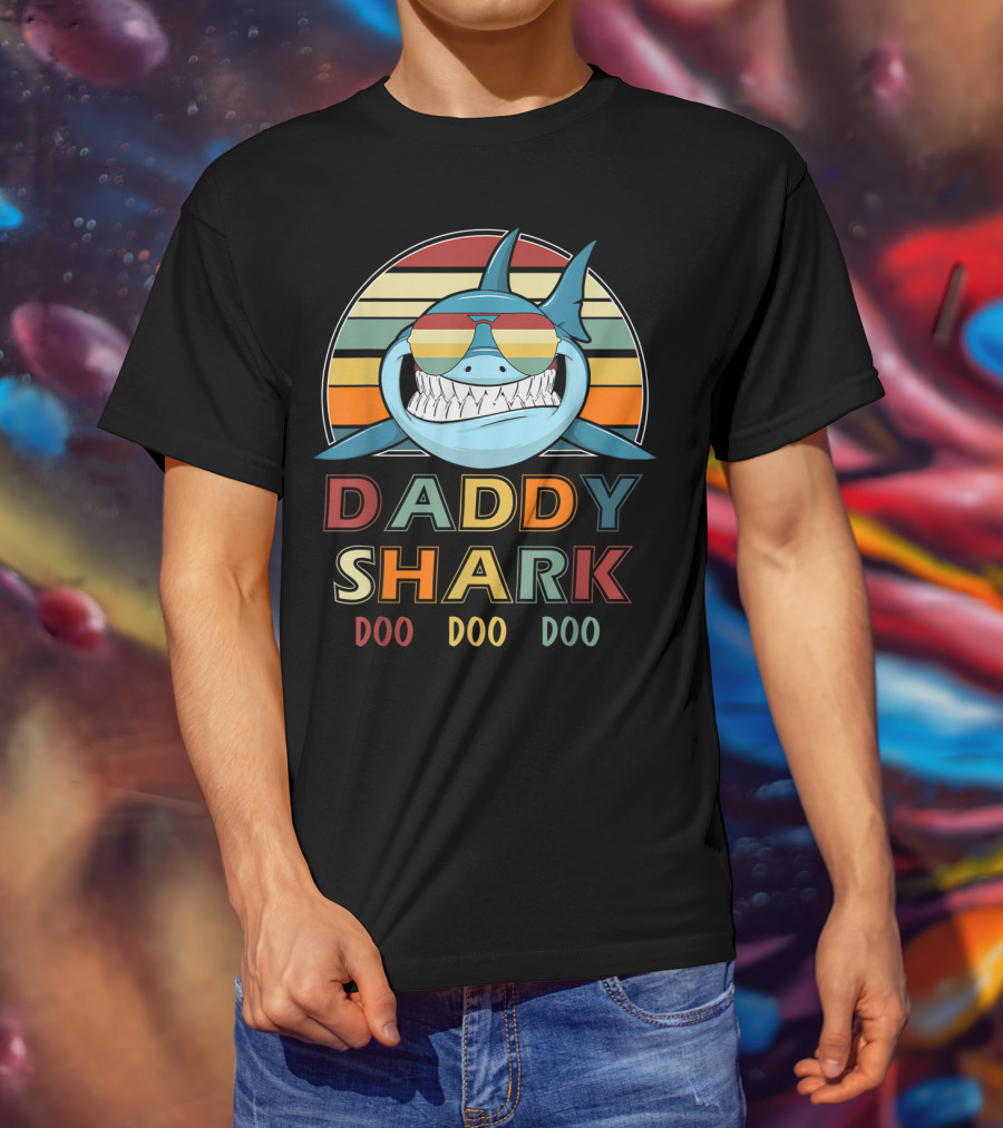 Daddy Shark Doo Doo Doo Retro Vintage T-Shirt